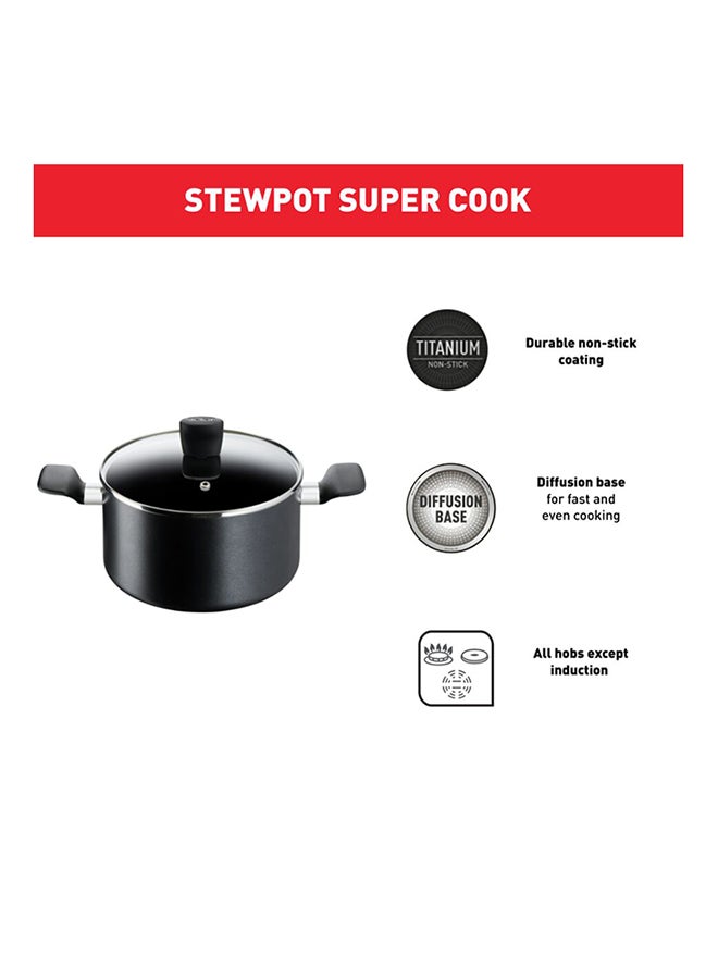 Tefal Super Cook Stewpot With Lid Nonstick Black 22 cm Black