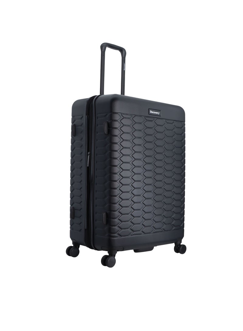 Discovery Reptile ABS Hardshell Large Check-In Luggage Black, Durable Lightweight Expandable Suitcase, 4 Double Wheel With TSA Lock Trolley Bag (28 Inch).