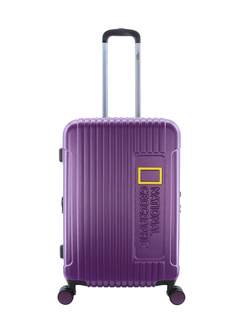 National Geographic Canyon ABS/PC Hardshell Medium Check-In Suitcase Metallic Purple, Durable Lightweight Expandable Anti-theft Zipper TSA Lock Travel Luggage, 4 Double Wheel Trolley Bag (24 Inch)