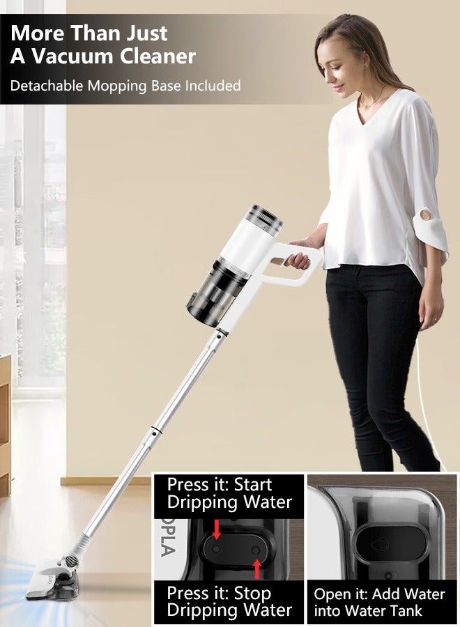2 in 1 Wet and Dry Cord Vacuum Cleaner with Water Tank and Mop, 800W Motor Power，24000PA Suction 5M Corded Stick Vacuum Cleaner for Hard Floor/Carpet/Pet Hair（with Wall bracket hook)