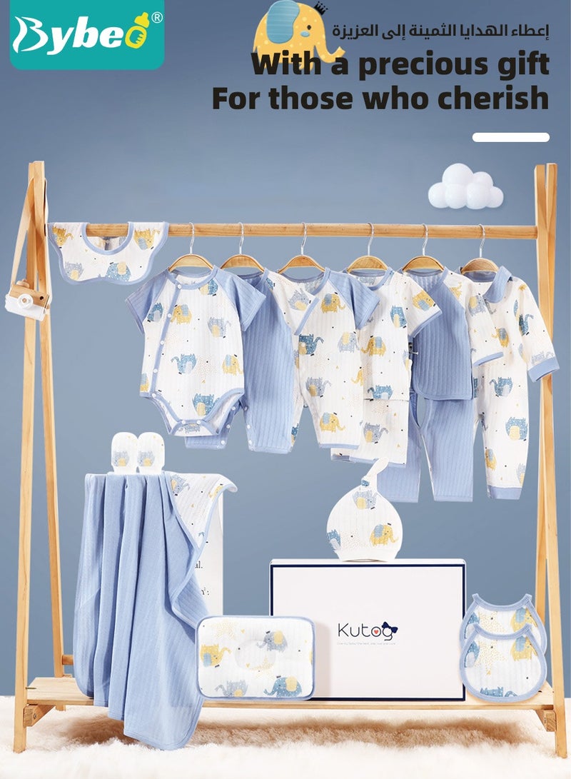 22PCS Newborn Baby Gifts Set, Newborn Layette Gift Set, Baby Clothes Accessories Set for Boys and Girls, Premium Cotton, Perfect Gift Box for Spring Summer Autumn Winter Four Seasons