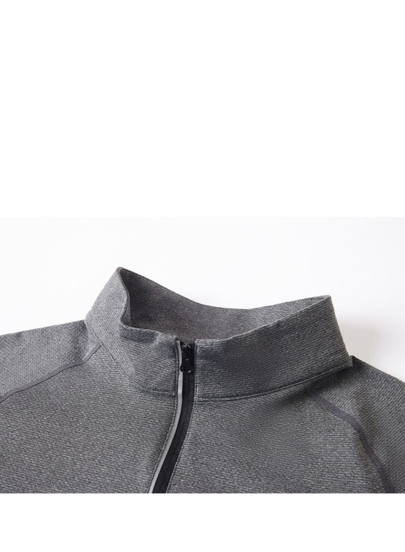 Men's Casual Long Sleeved T-shirt Sweatshirt Soft And Skin Friendly Zipper Collar Top For Men