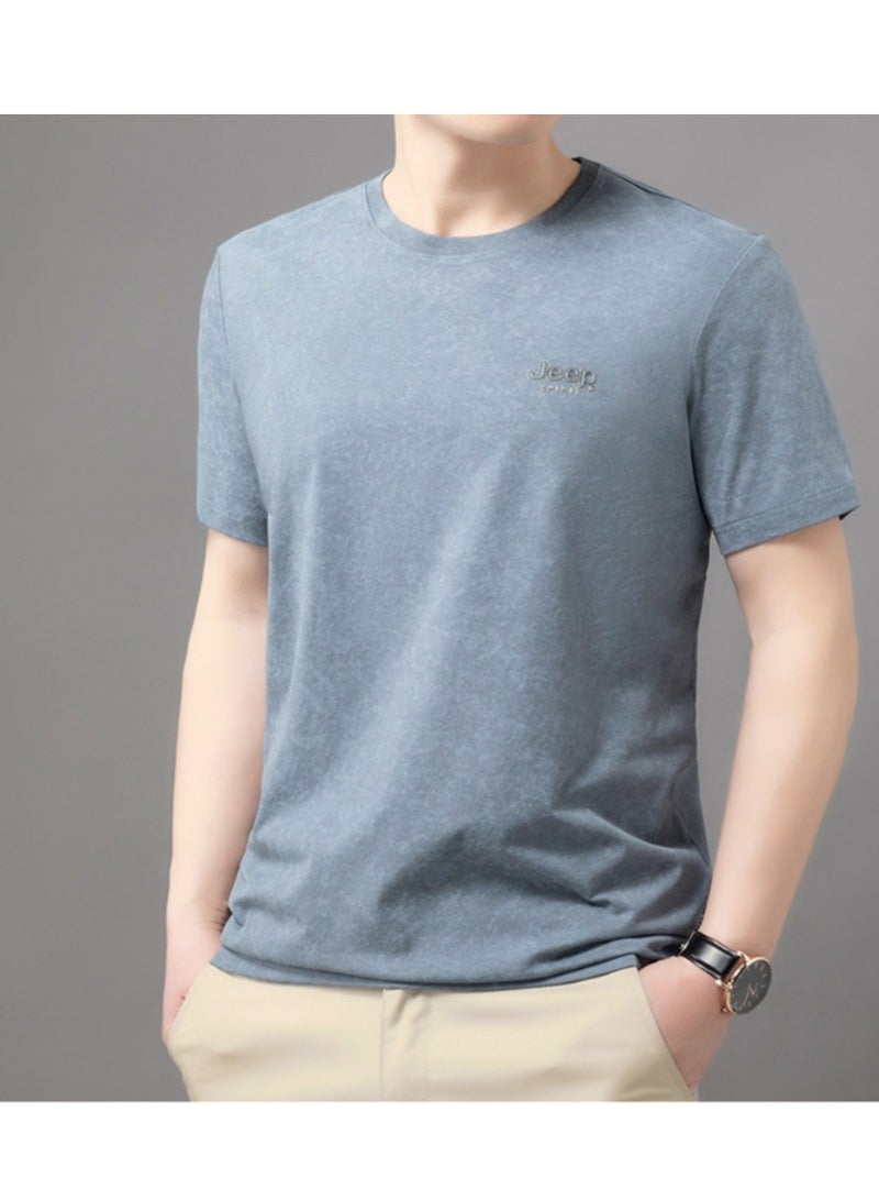 Men's  Short Sleeved T-shirt Round Neck Pullover Sweatshirt Simple Running Top