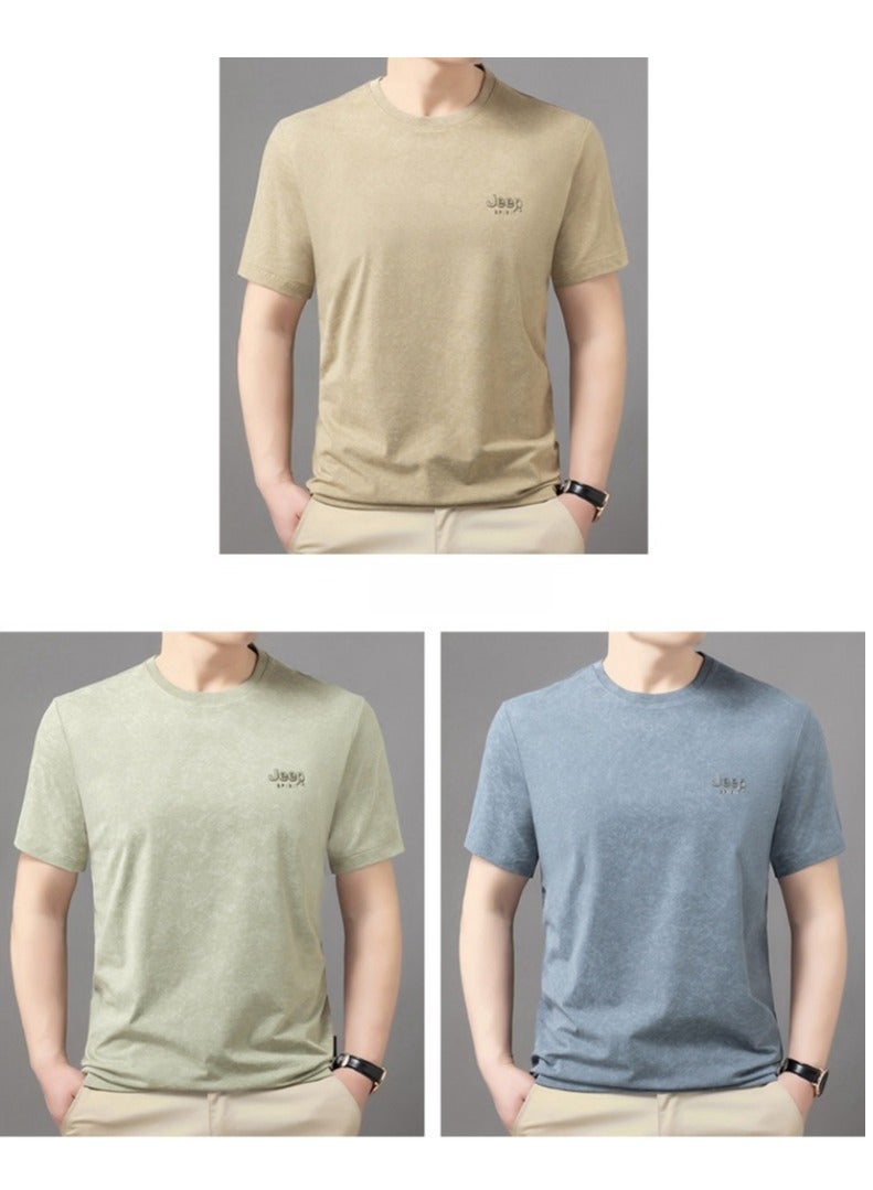 Men's  Short Sleeved T-shirt Round Neck Pullover Sweatshirt Simple Running Top