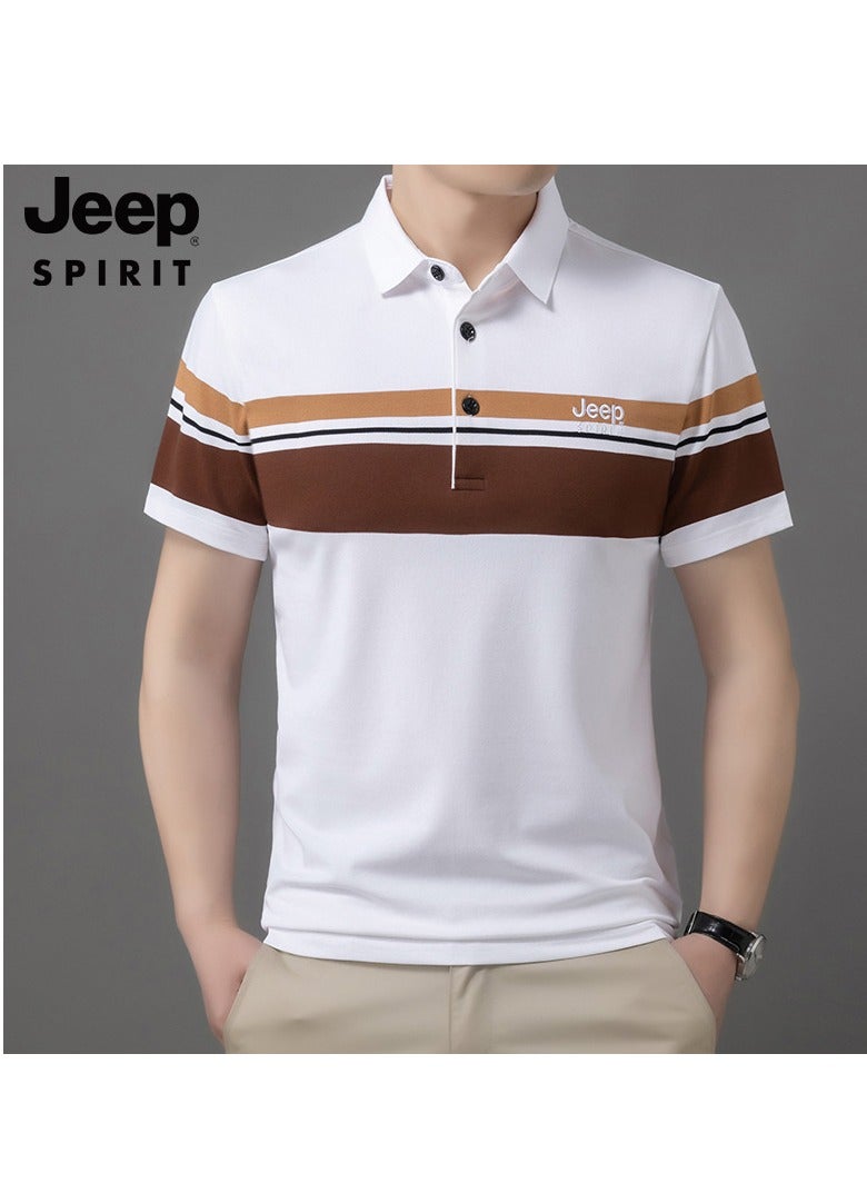 Men's Polo Shirt Short Sleeve T-shirt Striped Half Sleeve Slimming Business Casual T-shirt