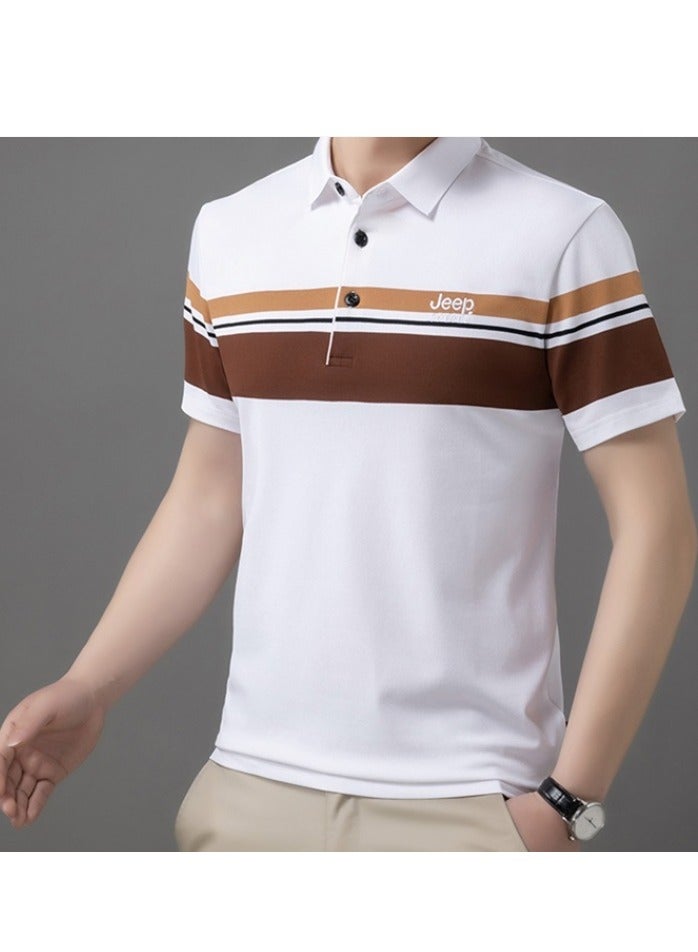 Men's Polo Shirt Short Sleeve T-shirt Striped Half Sleeve Slimming Business Casual T-shirt