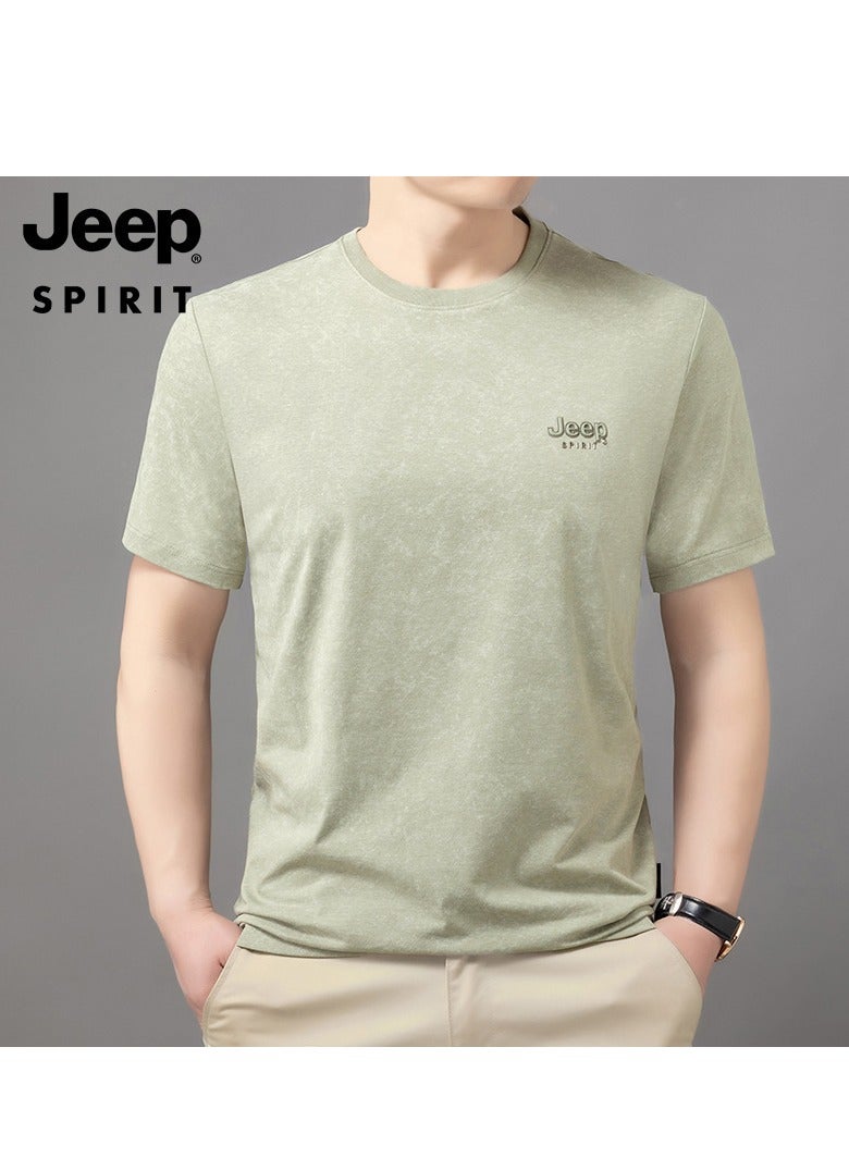 Men's  Short Sleeved T-shirt Round Neck Pullover Sweatshirt Simple Running Top