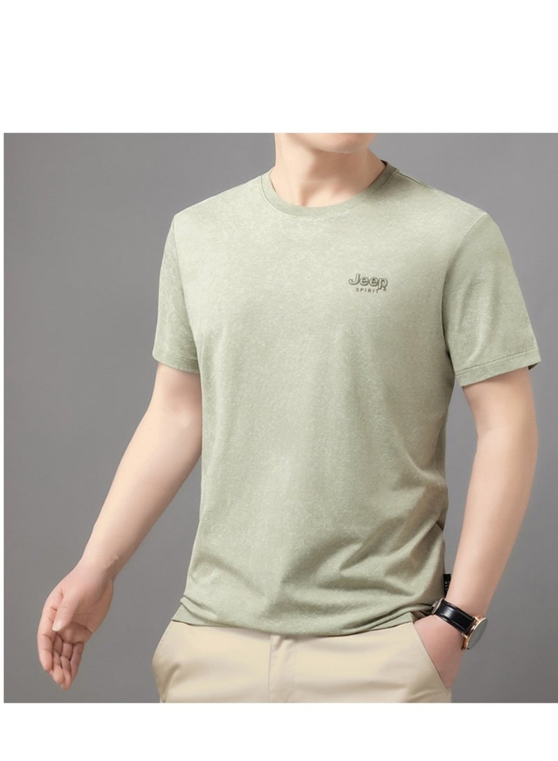 Men's  Short Sleeved T-shirt Round Neck Pullover Sweatshirt Simple Running Top