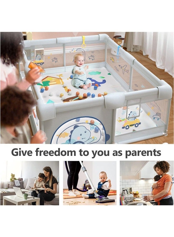 LIODUX Baby Playpen with Mat - Baby and Toddler Fence, 180 x 200cm Baby Fence Play Area, Children's Playground