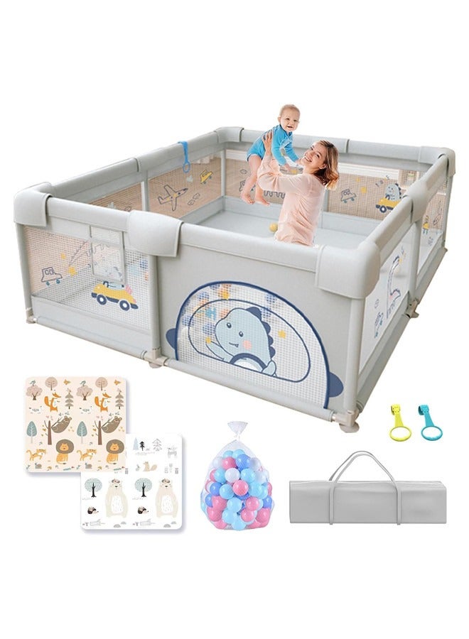 LIODUX Baby Playpen with Mat - Baby and Toddler Fence, 180 x 200cm Baby Fence Play Area, Children's Playground