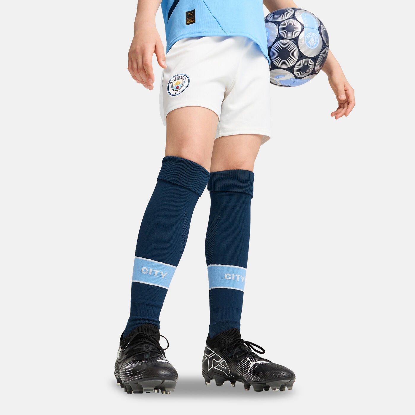 Kids' Manchester City 24/25 Home Replica Football Shorts