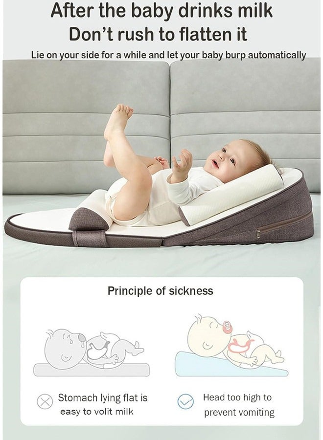 Infant Travel Bed, Baby Sleeping Nest, Baby Nursing Crib Wedge Sleep Pillow,Anti Reflux Pillow(Brown)