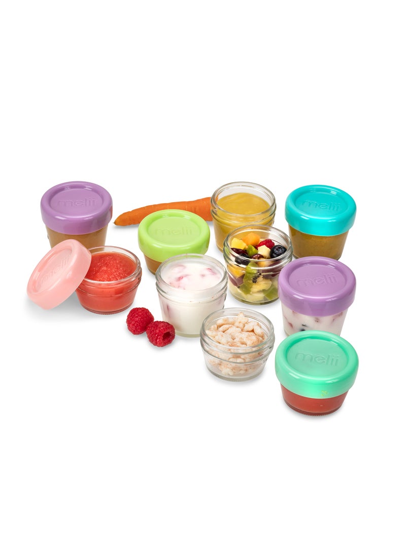 Set Of 12 Glass Baby Food Containers With Easy Open Lids 4Oz