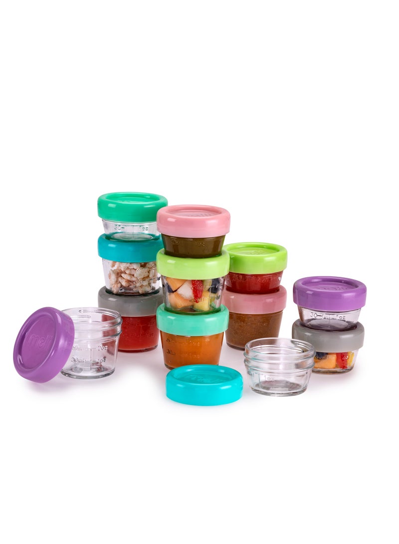 Set Of 12 Glass Baby Food Containers With Easy Open Lids 4Oz