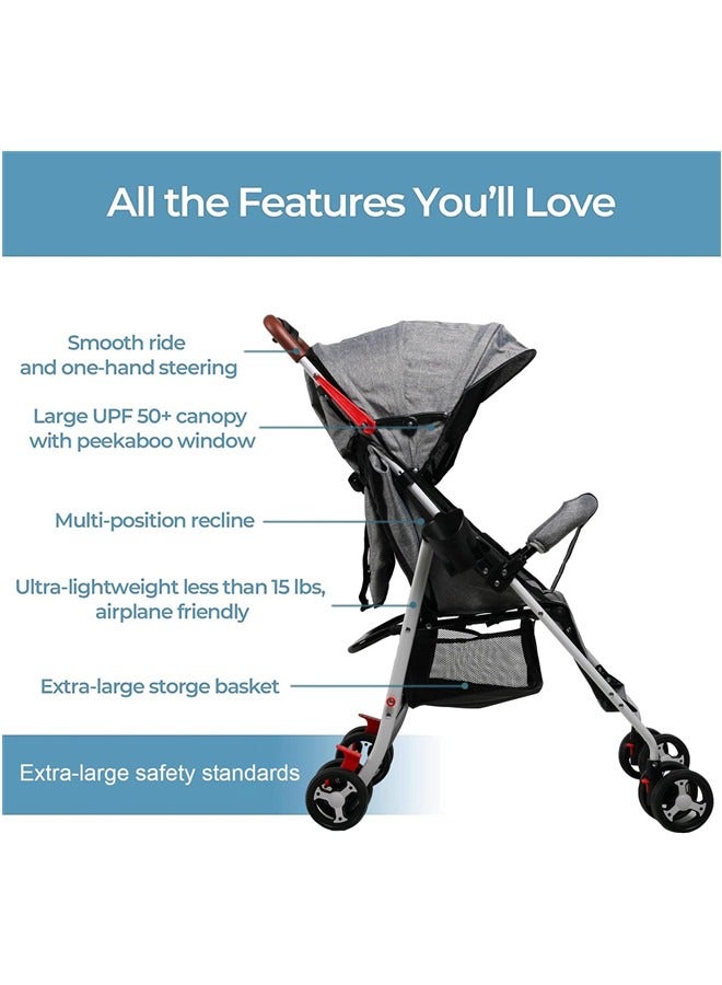 Baby Stroller for Toddler, Foldable Aluminum Alloy Pushchair with Adjustable Backrest, 2 in 1 High Landscape Bassinet Pram for Infant & Toddler