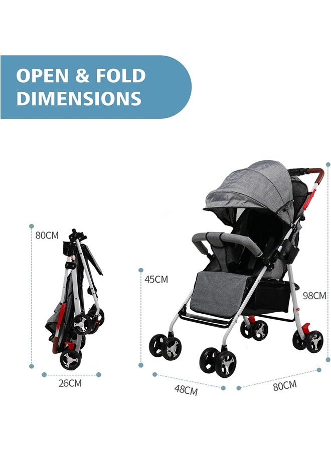 Baby Stroller for Toddler, Foldable Aluminum Alloy Pushchair with Adjustable Backrest, 2 in 1 High Landscape Bassinet Pram for Infant & Toddler