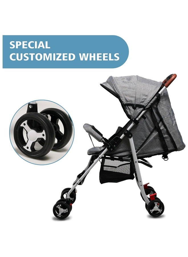 Baby Stroller for Toddler, Foldable Aluminum Alloy Pushchair with Adjustable Backrest, 2 in 1 High Landscape Bassinet Pram for Infant & Toddler