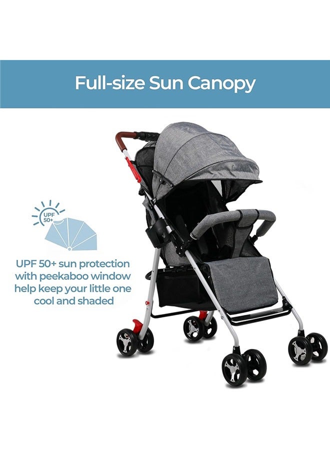 Baby Stroller for Toddler, Foldable Aluminum Alloy Pushchair with Adjustable Backrest, 2 in 1 High Landscape Bassinet Pram for Infant & Toddler