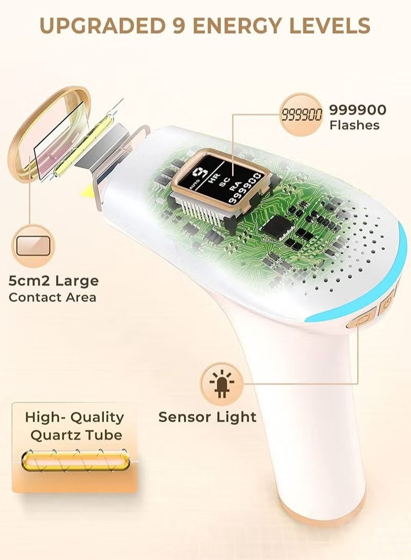 IPL Hair Removal Device 9 Levels and 999,900 Flashes Permanent Painless Home Laser Hair Removal for Women and Men