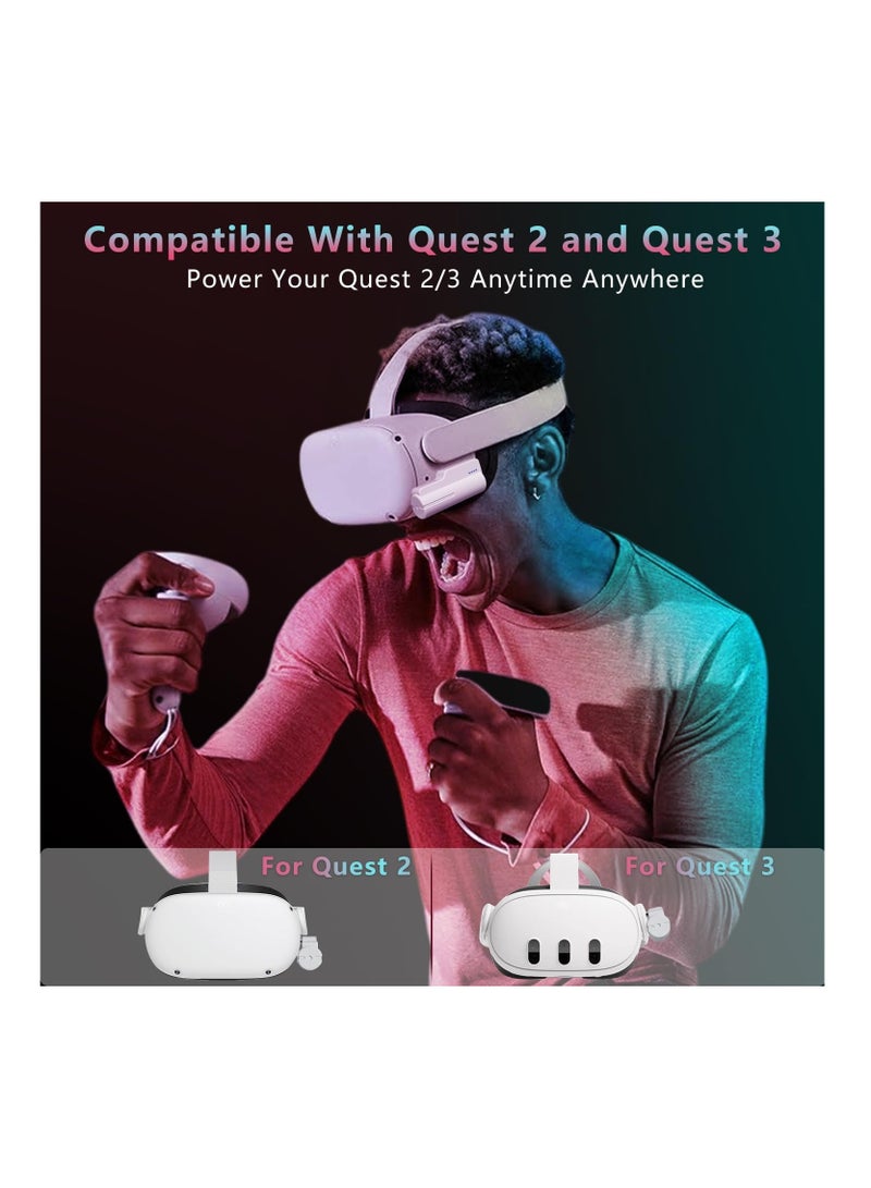 Battery Pack for Meta Quest 3 and Oculus 2, Fast 18W 5000mAh Head Strap Battery Charger, Quest 3S/3/2 Accessories -Lightweight & Portable Rechargeble Extended Battery, Extend VR Playtime