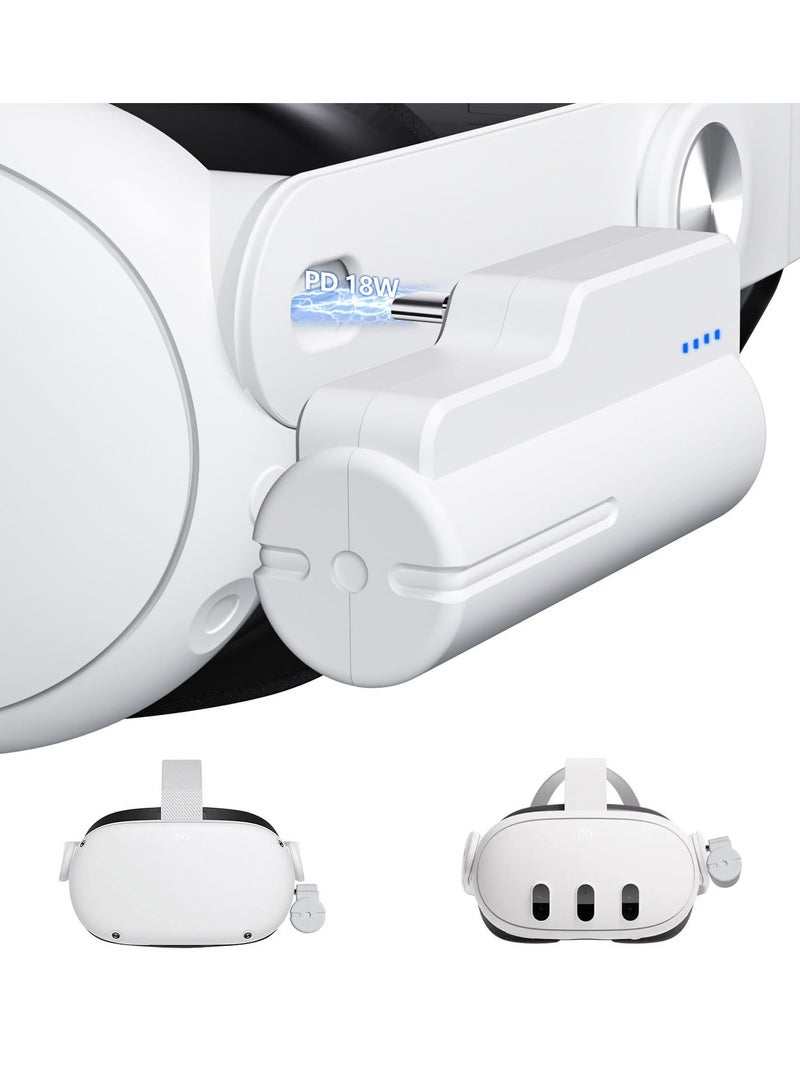 Battery Pack for Meta Quest 3 and Oculus 2, Fast 18W 5000mAh Head Strap Battery Charger, Quest 3S/3/2 Accessories -Lightweight & Portable Rechargeble Extended Battery, Extend VR Playtime