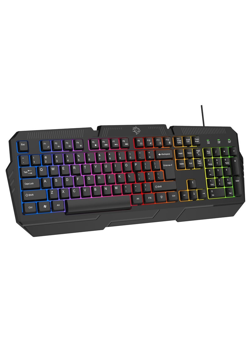 4 in 1 Gaming Kit with Keyboard / Head phone / Mouse and Mouse Pad / Windows and Linux Compatibility / 13 RGB Light Mode - Black