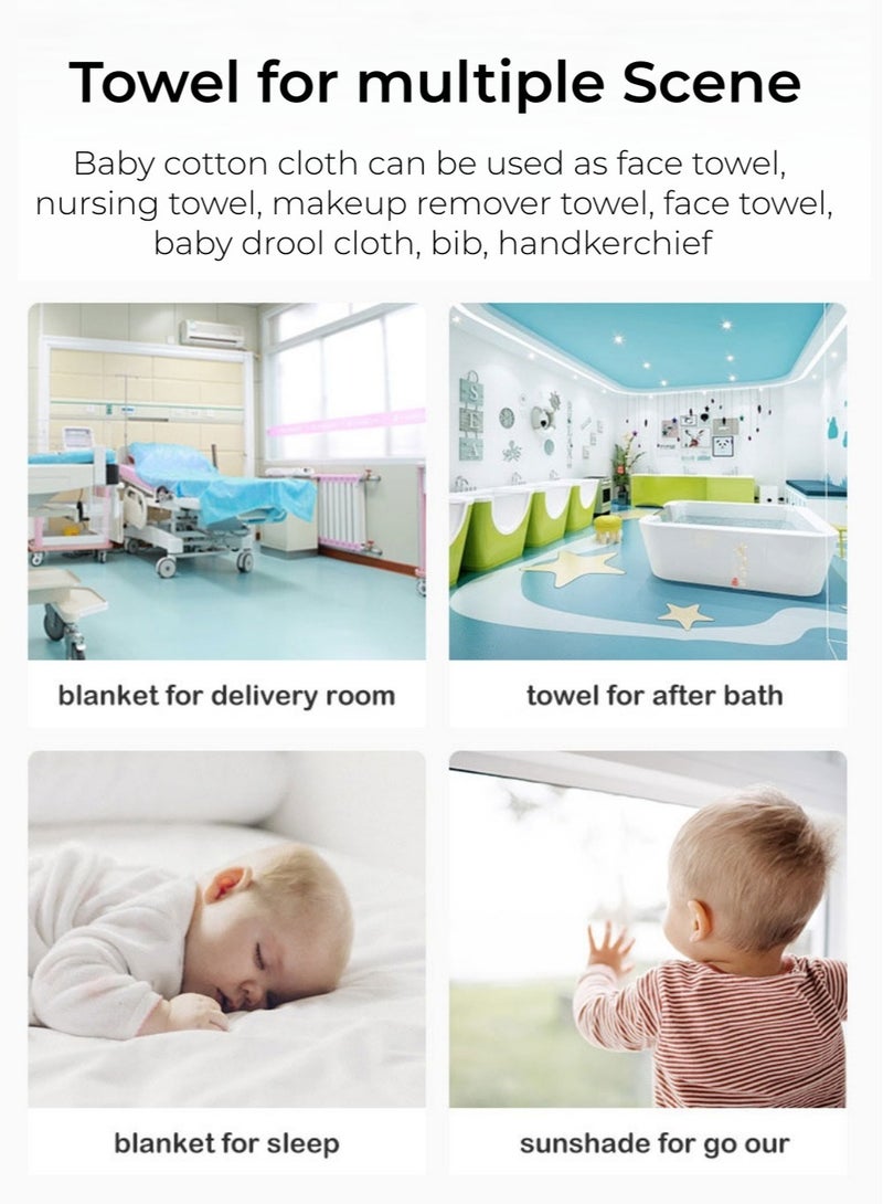 6 PCS Baby Muslin Washcloths, 100% Natural Cotton, 6-Layer Soft Muslin Squares, 30x30cm Baby Face Towels, Newborn Towels for Sensitive Skin, Soft and Absorbent for Infants and Toddlers