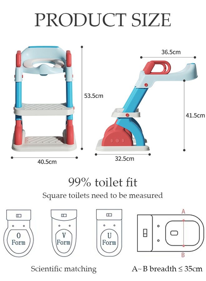 Kids Potty Training Toilet Seat with Step Stool Ladder,Toddlers-Comfortable Safe Potty Seat with Anti-Slip Pads Folding Ladder for Boys and Girls