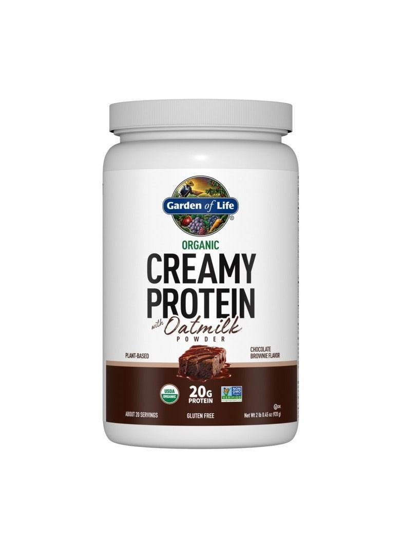 Organic Plant Based Creamy Protein With Oatmilk Powder 20G Protein Chocolate Brownie 2 Lb