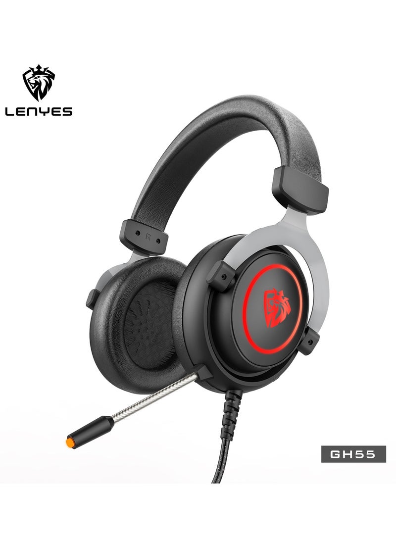 Lenyes GH55 Wireless Gaming Headphones - Deep Bass -  Speed Charge - comfortable wearing -Foldable Black