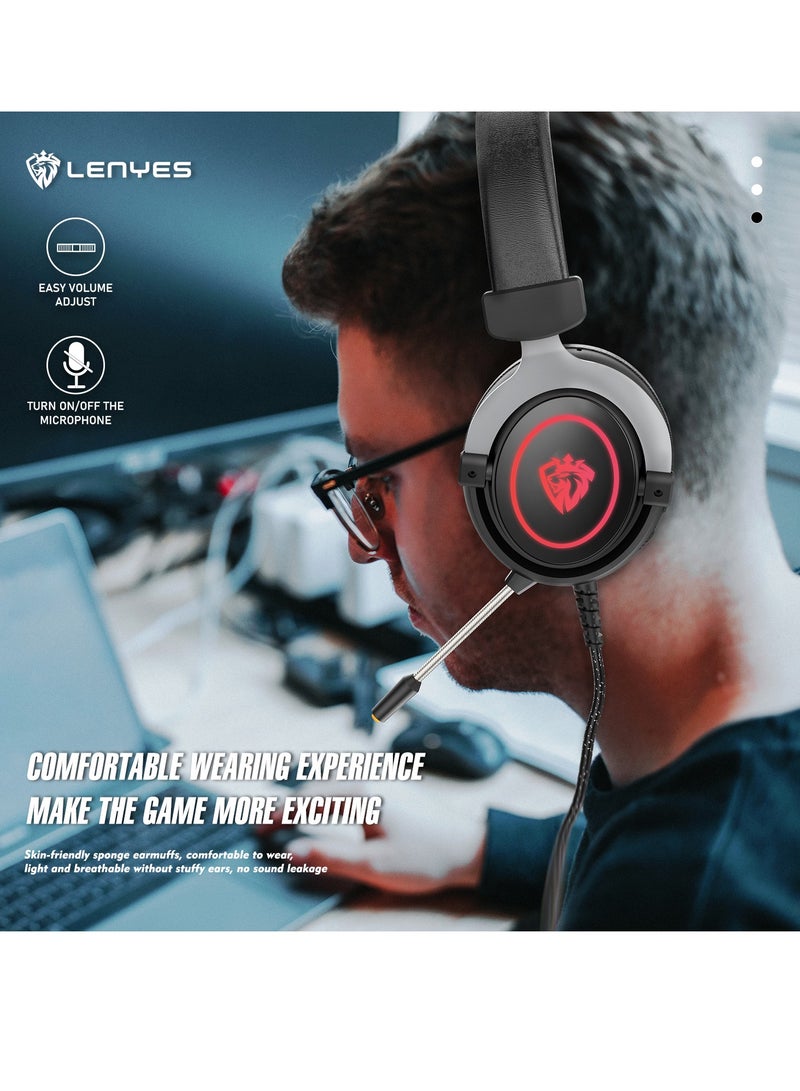 Lenyes GH55 Wireless Gaming Headphones - Deep Bass -  Speed Charge - comfortable wearing -Foldable Black