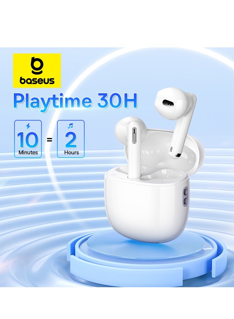 Wireless Earbuds, 30H Playback Bluetooth V5.3 TWS Earbuds With 4 ENC Mics, Call Noise Reduction Headset Pro Low Latency Earbuds 30H Playtime Fast Charge Ear Buds Compatible for Android And iOS White