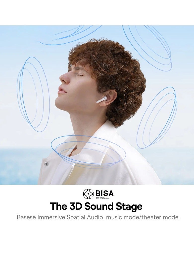 Wireless Earbuds, 30H Playback Bluetooth V5.3 TWS Earbuds With 4 ENC Mics, Call Noise Reduction Headset Pro Low Latency Earbuds 30H Playtime Fast Charge Ear Buds Compatible for Android And iOS White