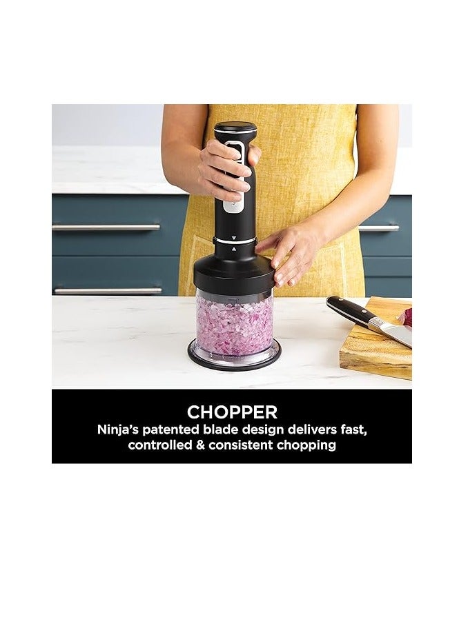 Foodi 3-In-1 HAnd Blender, HAnd Mixer & Chopper, Food Processor With 3 Attachments, 850W Powerbase, Immersion Blender, 5 MixIng Speeds, 2 BlendIng Speeds, 1.5m Cord CI100ME Silver/Black