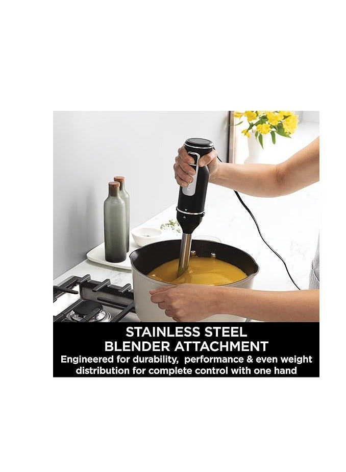 Foodi 3-In-1 HAnd Blender, HAnd Mixer & Chopper, Food Processor With 3 Attachments, 850W Powerbase, Immersion Blender, 5 MixIng Speeds, 2 BlendIng Speeds, 1.5m Cord CI100ME Silver/Black