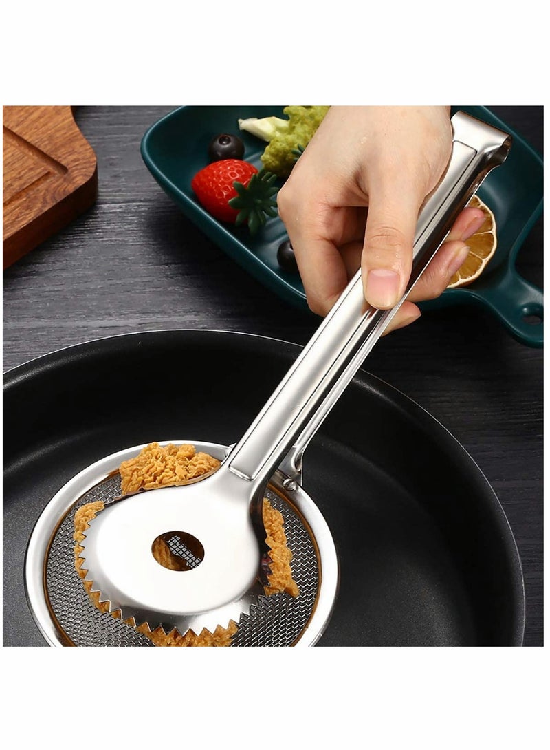 2 in 1 Stainless Steel Fine Mesh Strainer Oil Frying Filter Spoon Colander Clips Multi functional Kitchen Frying Accessories for Fried Food Salad BBQ 2 Pack