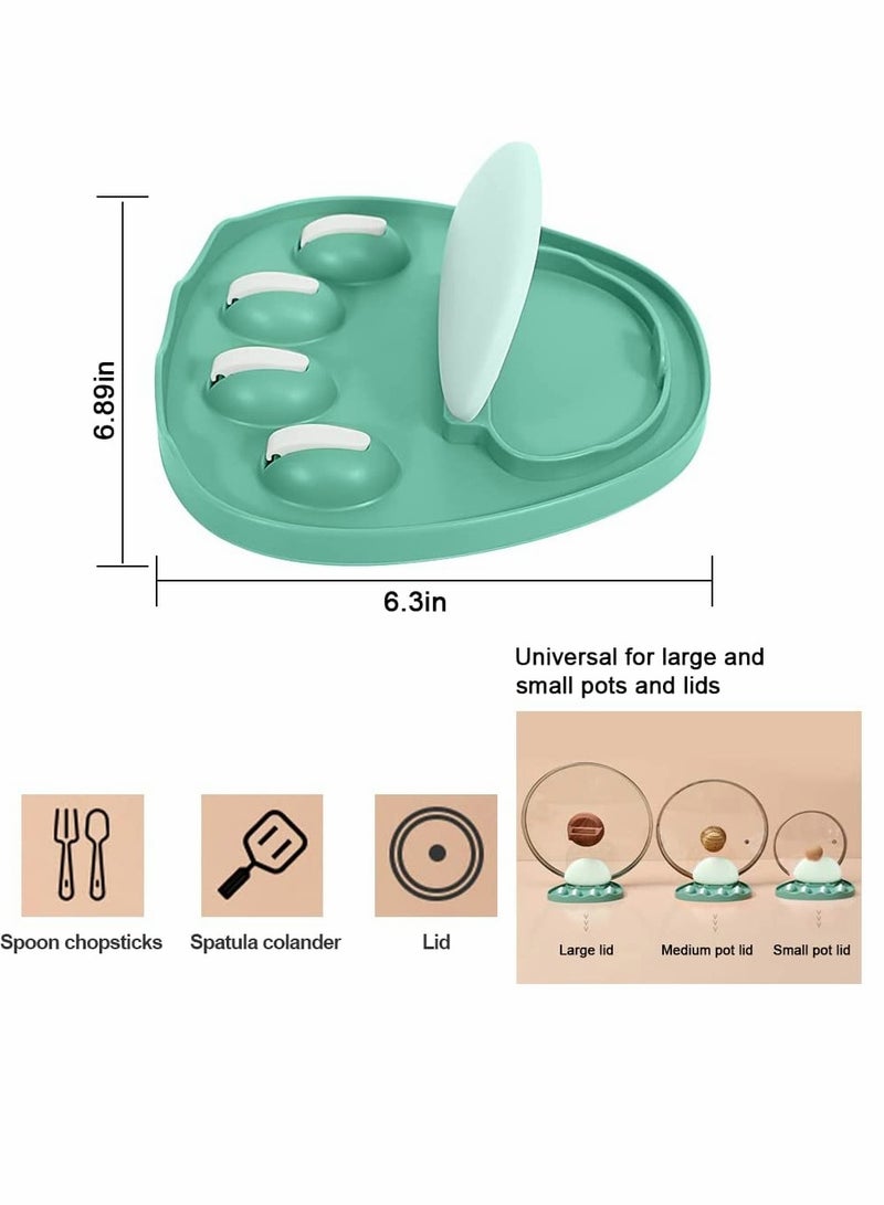 Spoon Rest, Multifunction Kitchen Spoon Rest, Punch-free Pot Lid Holder Spoon Rest, Cute Cat paw Shaped Kitchen Utensil Rest, Home Use Stove Spoon Rest (Green)