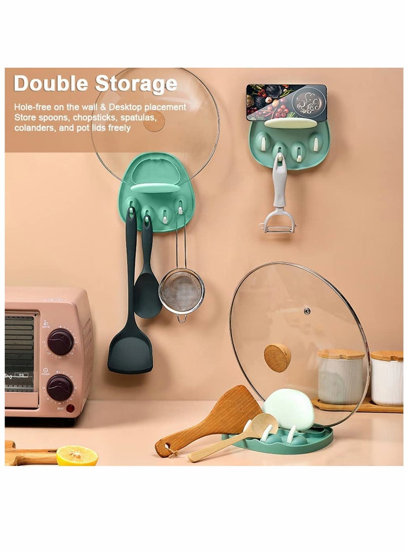 Spoon Rest, Multifunction Kitchen Spoon Rest, Punch-free Pot Lid Holder Spoon Rest, Cute Cat paw Shaped Kitchen Utensil Rest, Home Use Stove Spoon Rest (Green)