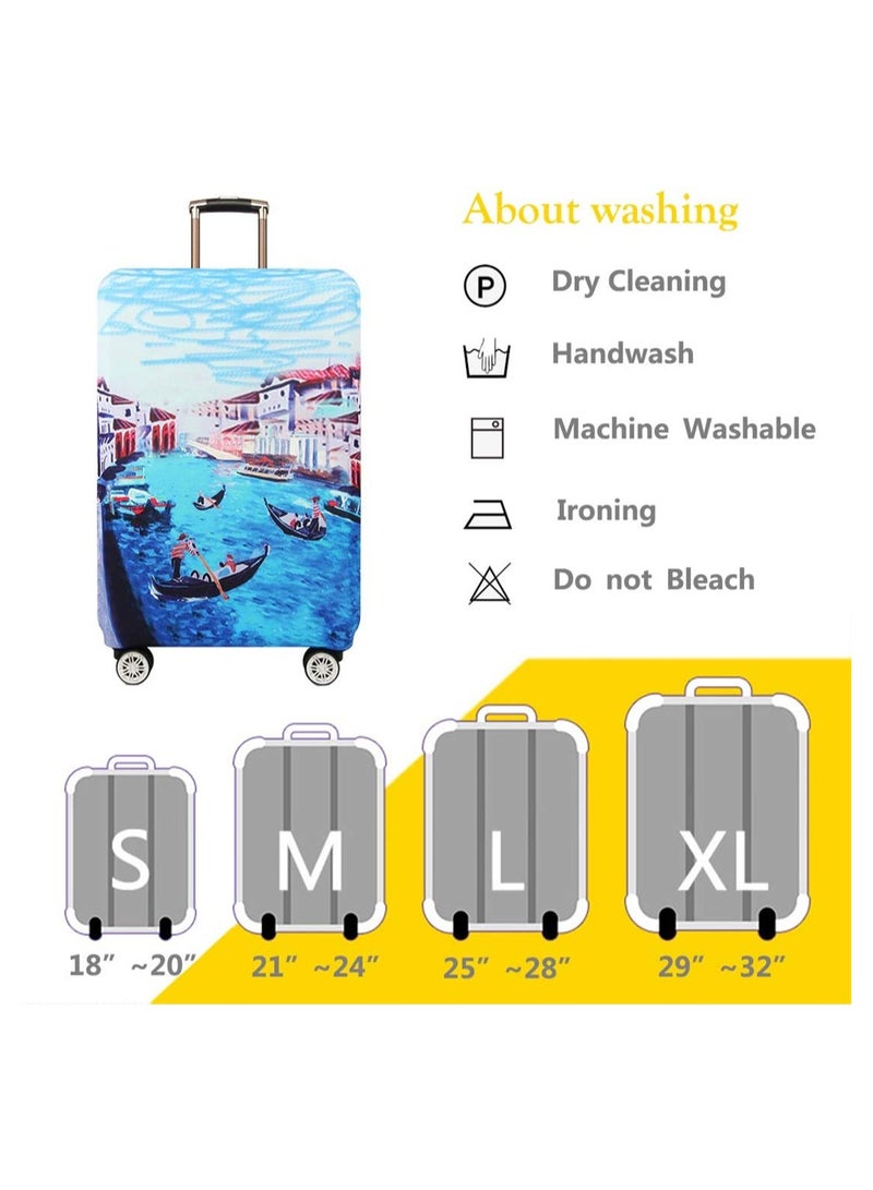 Travel Luggage Cover, Thickened High Elastic Travel Suitcase Spandex Protective Cover, Suitcase Protector Jacket Washable Dust-proof Anti-thief Case for 25-28 Inch Luggage (L)