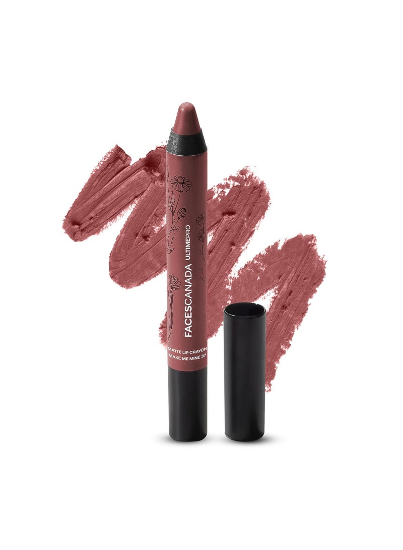 Matte Lip Crayon - Make Me Mine 2.8G   8Hr Long Stay   Smooth Creamy Matte Texture | Intense Color In 1 Stroke  Hydrates With Chamomile and Cocoa Butter