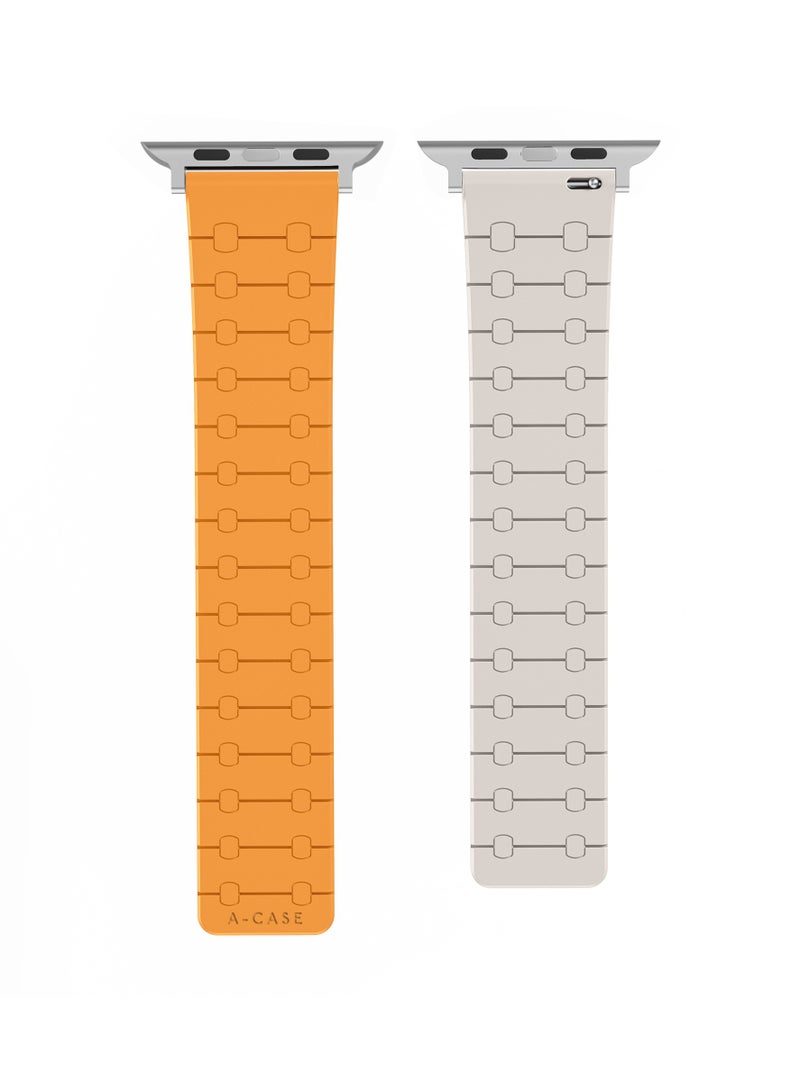 Soft Silicone Watch Band with Magnetic Buckle for Apple Watch Ultra Compatible with 49mm Sizes - Orange