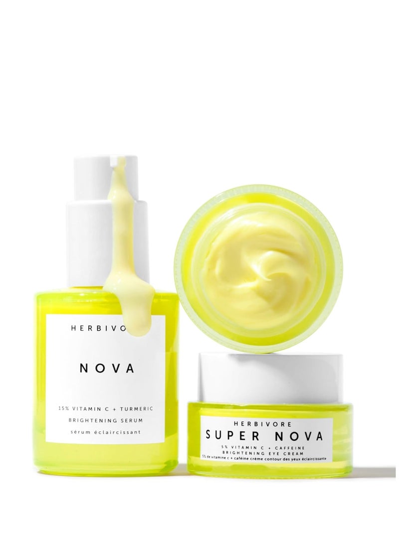 HERBIVORE Nova Brightening Serum for Face – 15% Vitamin C + Turmeric to Visibly Improve the Look of Dark Spots and Even Skin Tone, Plant-based, Vegan, Cruelty-free, 30mL /1 oz