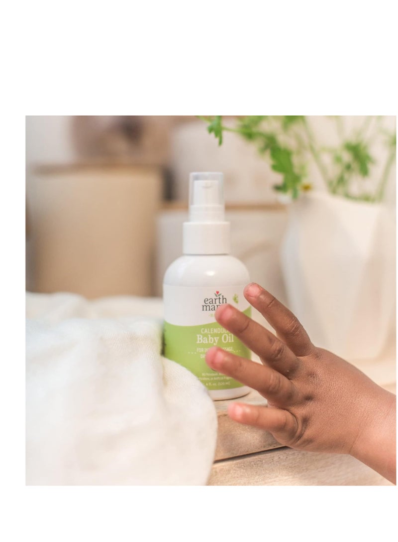Earth Mama Calendula Baby Oil | Massage Oil for Newborn Skin Care, Dry Skin & Scalp Moisturizer, Fragrance Free, 4-Fluid Ounce