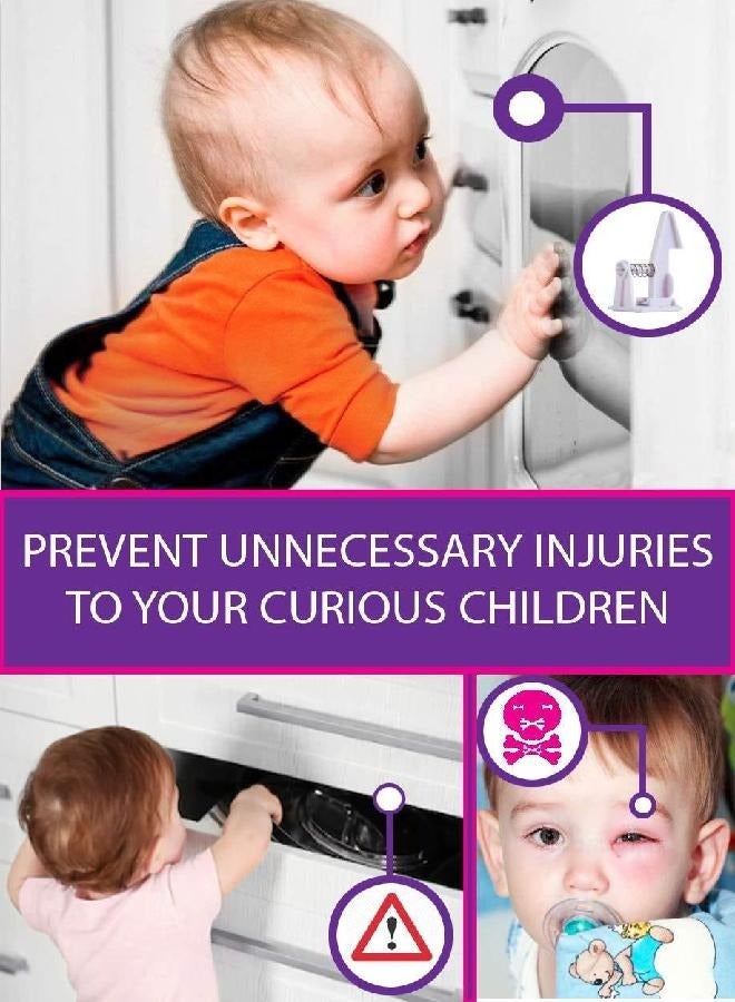 Cabinet Locks Child Safety Boston 15 Pack | Strong Adhesive Stickers | Socket Plugs | Easy No Tools No Drilling | Amazing for Baby Proofing Home Kitchen Offices Schools Drawers Closets | Invisible