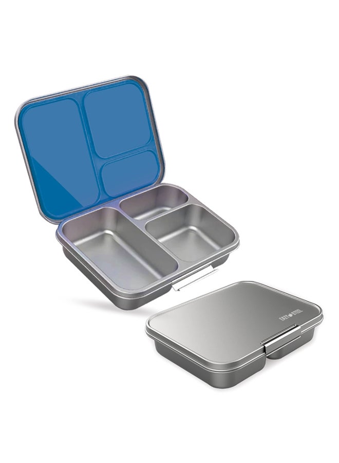 Eazy Kids 3 Compartment Bento Steel Lunch Box with Stainless Steel 530ml Water Bottle - Blue