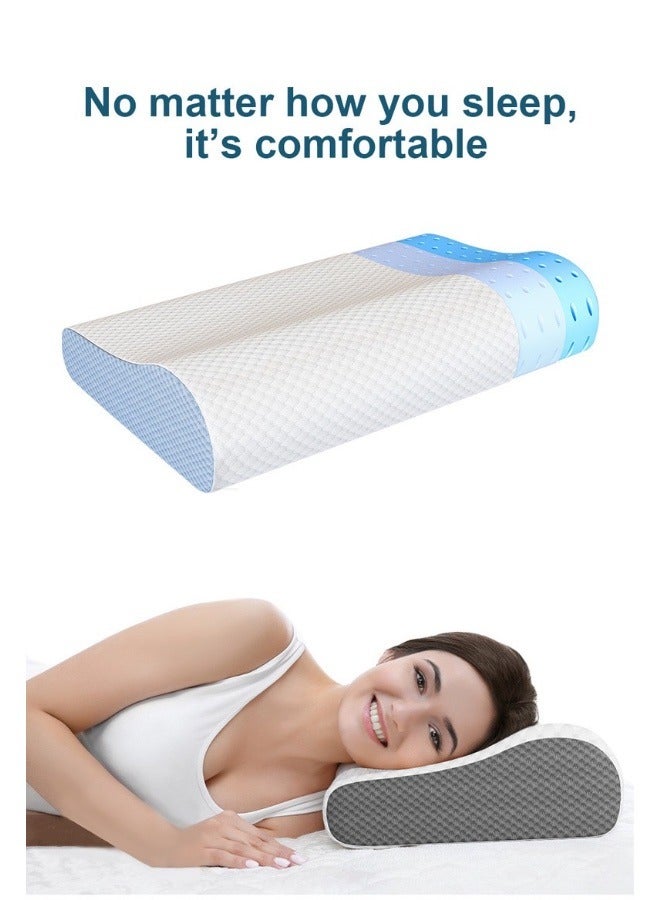 Contour Pillow Memory Foam Neck Support Orthopedic Comfort Neck Pain With Removable Pillow Cover - Size 60*40*9/11 cm - From Acnoria Care