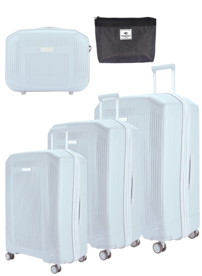 Sonada Unbreakable Luggage Unisex ,Double Zipper ,Expandable, TSA Lock With 4 Double Silent Wheels Set of 4(Silver)