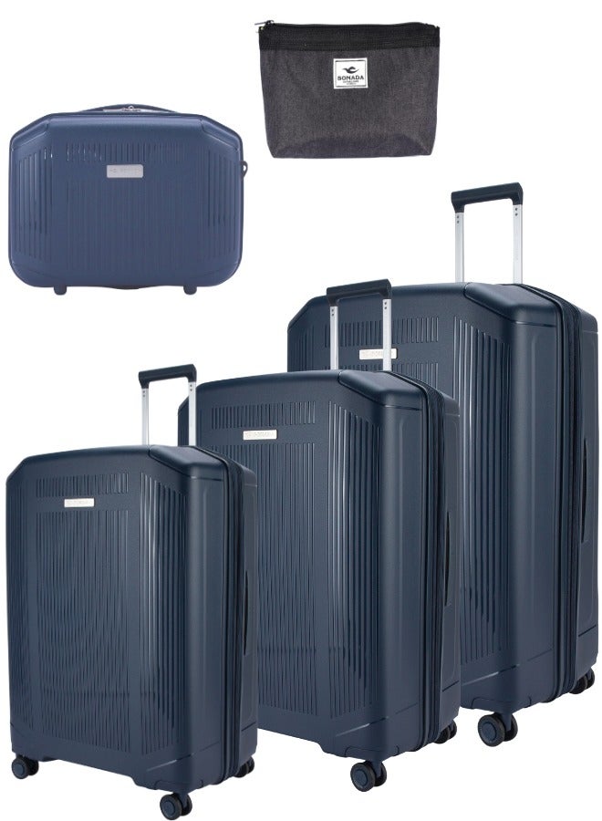 Sonada Unbreakable Luggage Unisex ,Double Zipper ,Expandable, TSA Lock With 4 Double Silent Wheels Set of 4(Blueberry)