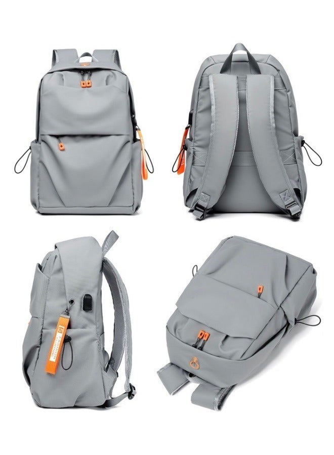 Backpack Business Travel Laptop Bag USB Charging Large Capacity School Bag - Grey