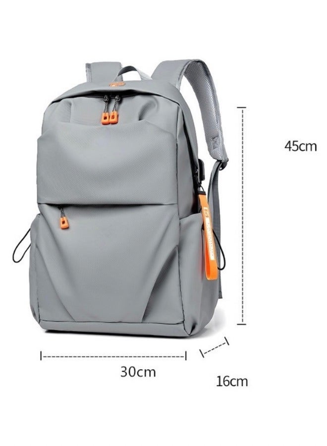 Backpack Business Travel Laptop Bag USB Charging Large Capacity School Bag - Grey